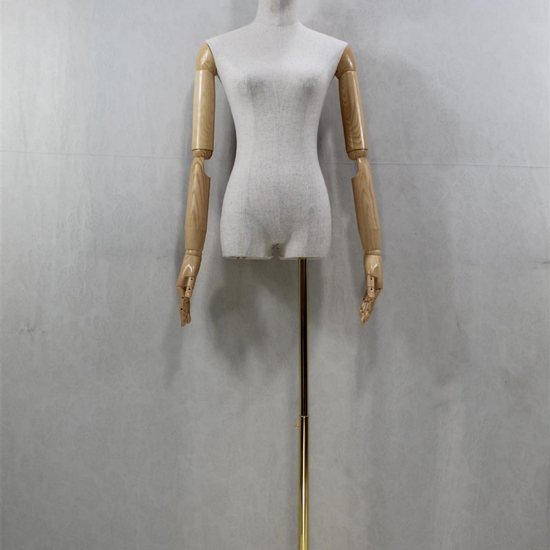 韩版半身带塑料手模特支架 女装半身麻布硬泡模特 半身服装模特