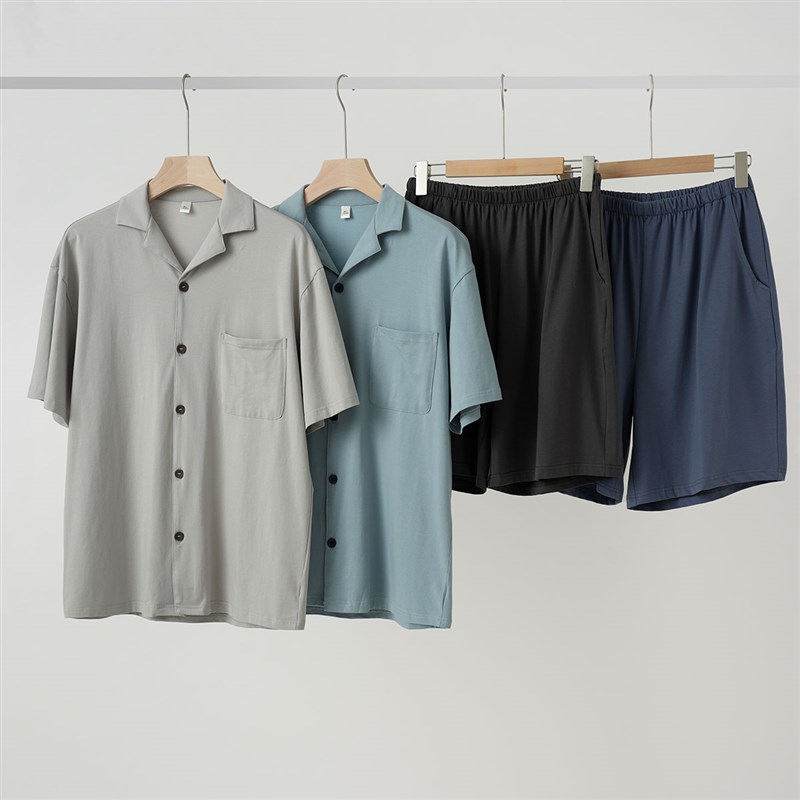 男士纯棉家居套装 短袖短裤睡衣I起居服简单基础款 夏款