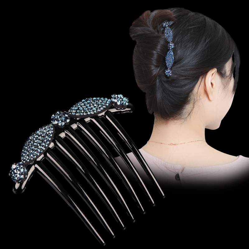 发饰发梳韩国水钻盘发插梳简约满钻水钻发卡头饰品优雅发夹发卡子