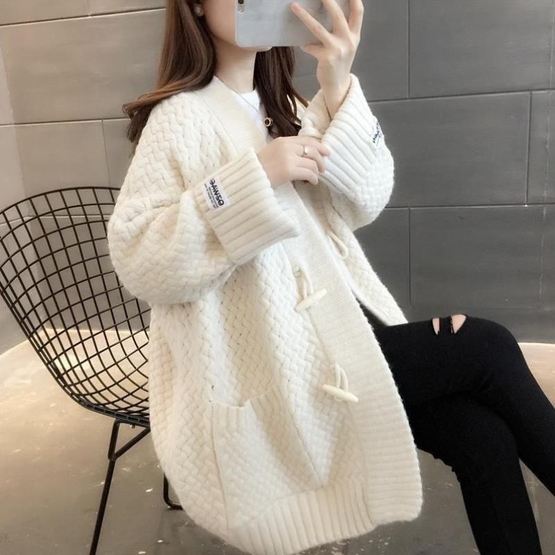 毛针织衫女开衫中长款2024年z秋装新款韩版春秋外套毛衣宽松慵懒图片