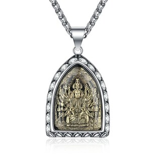 国潮新品锆石镶钻十二生肖八大守护神新中式本命佛牌项链饰品男