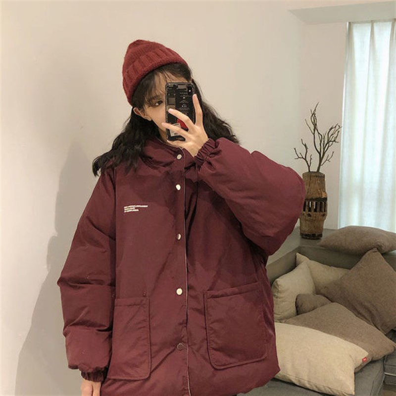 两面穿羽绒棉服少k女棉袄2024年新款冬季初中高中学生短款棉衣外