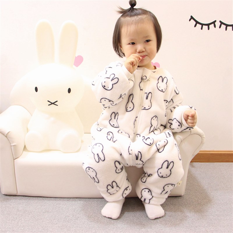 宝宝睡袋分腿加绒加厚防踢被连体衣婴儿睡衣O家居服空调服春秋秋