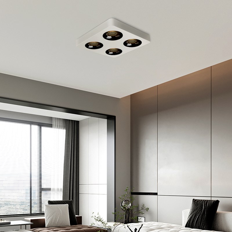 明装筒灯超薄四头led无主灯方形射灯客厅卧室三色变Y光极薄吸顶灯