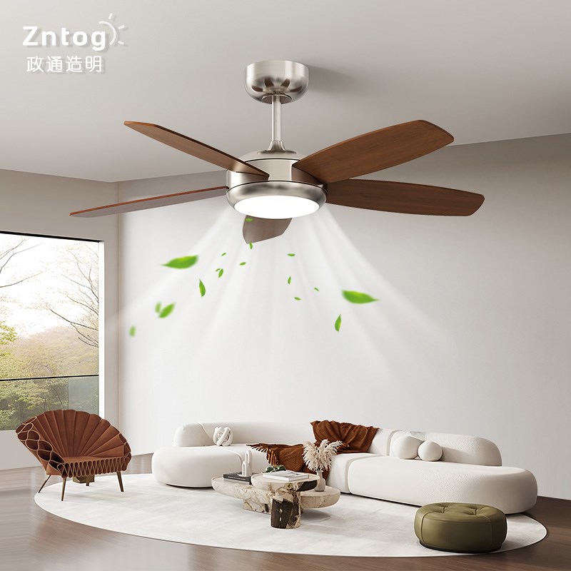 风扇灯中古客厅吊扇灯美式复古卧室电扇一体静音变频餐厅护眼吊灯
