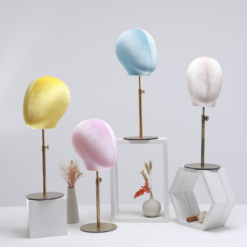 彩色丝绒男女假发头模耳环帽子展示架服装店橱窗陈列人头模特道具