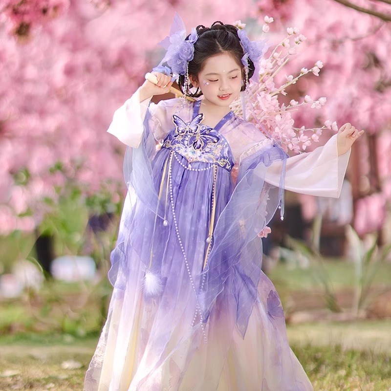 女童汉服春夏2025新款古装唐装夏季女孩儿童中国风古风超仙连衣裙
