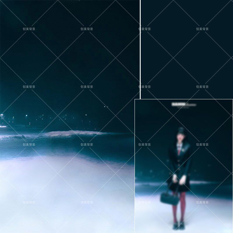 室内冬季圣诞学院风制服写真背景布影楼少女写真冬天雪景背景纸