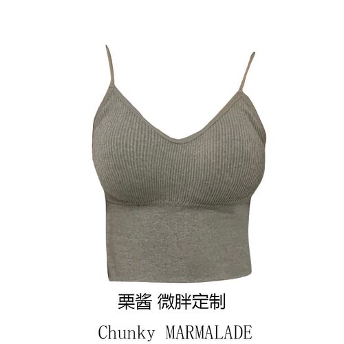 大码修身吊带背心带胸垫短款美背女胖妹妹外穿内T衣百搭打底上衣