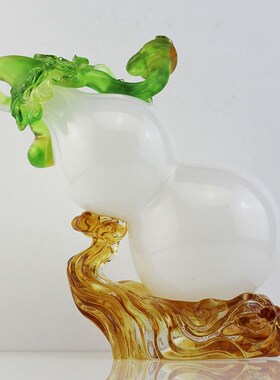 锋明古法琉璃玉葫芦摆件工艺品乔迁礼品搬新家礼家居装饰风水摆件