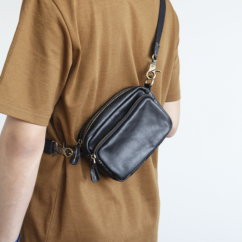 蓝皮具男士真皮斜挎单肩包牛皮小挎包夏季潮流迷你小包包横款男包