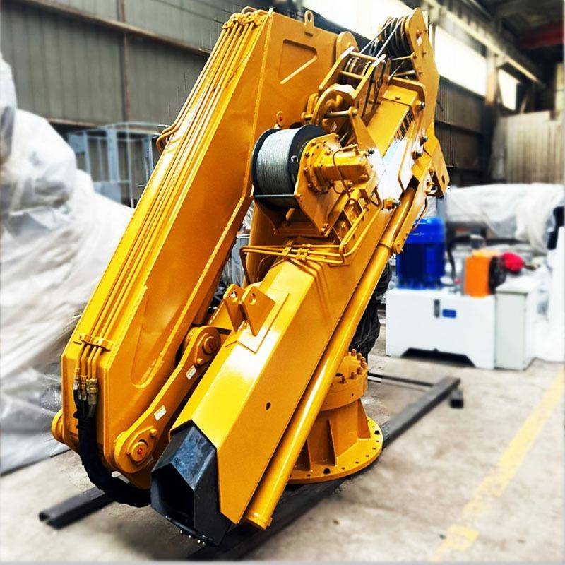 出口品质船用折叠臂起重机随车折臂吊5吨8吨油电两用折叠臂吊机