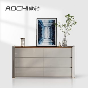轻奢床尾柜斗橱定制高级胡桃木烤漆电视柜储物抽屉收纳柜玄关斗柜