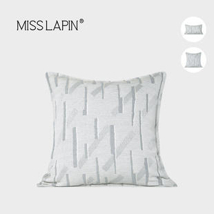 澜品简约蓝色条状提花抱枕客厅沙发样板间酒店卧X室靠枕腰枕套