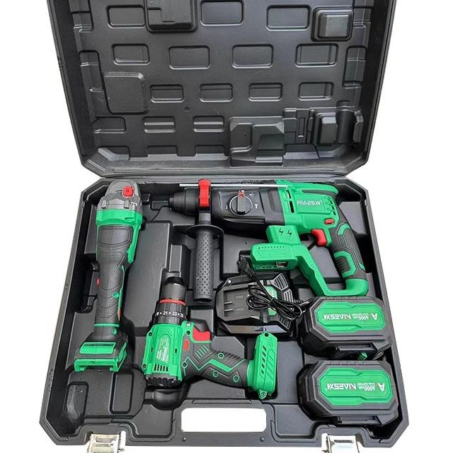 锂电电钻角磨机电锤钻工具箱套装家用电动扳手电筒锤电池电动塑料