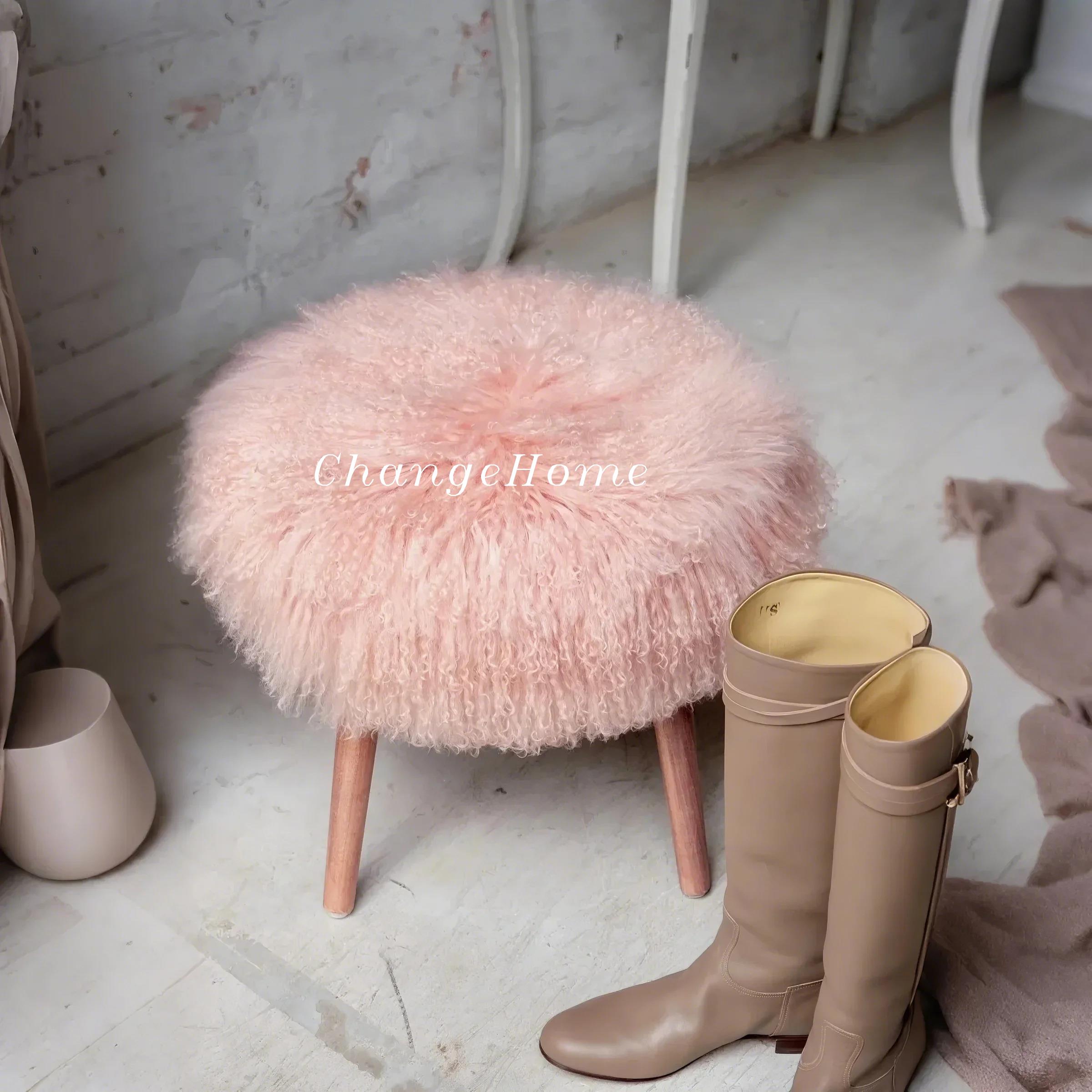 北欧风梳妆凳公主化妆凳ins网红沙发凳衣帽间入户鞋凳滩羊毛小凳