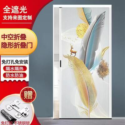 蜂巢折叠门厨房卧室阳台空调隔断移门无轨隐形拉门铝合金简易装