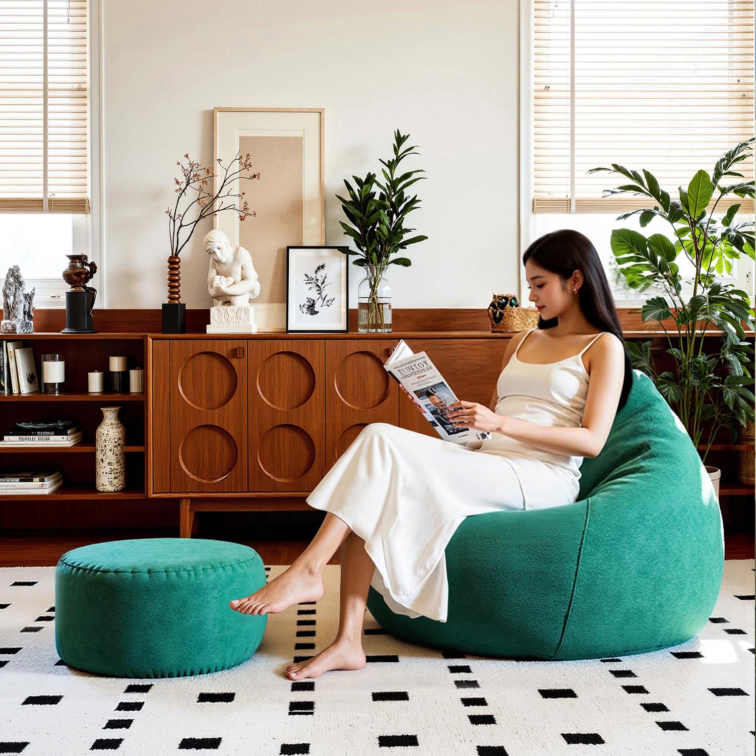 蓝玛懒人沙发可睡可躺窝窝椅解压热销榜中古风休闲豆袋单人小沙发