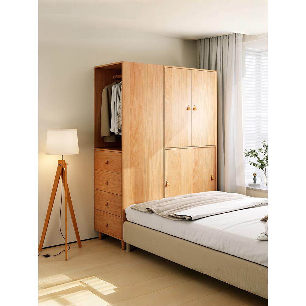 纯实木衣柜卧室家用原木推拉门小型儿童定制全挂式收纳衣服柜单人