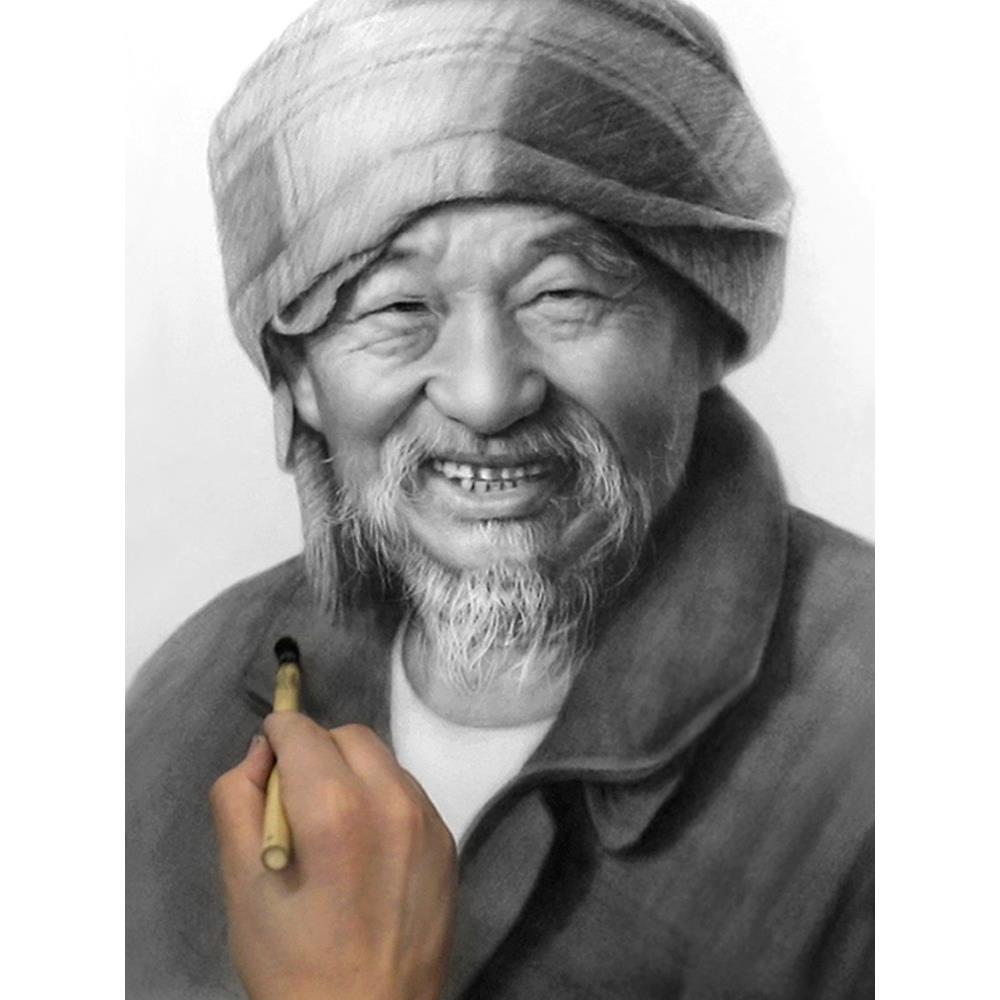 纯手绘头像素描画碳精粉画像定制真人照片炭粉肖像画老人炭像绘制