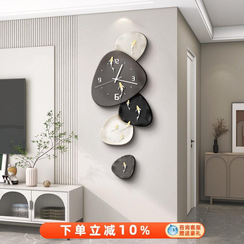 时来运转客厅装饰画 画钟表高级感电视背景墙上挂件时钟黑白创意