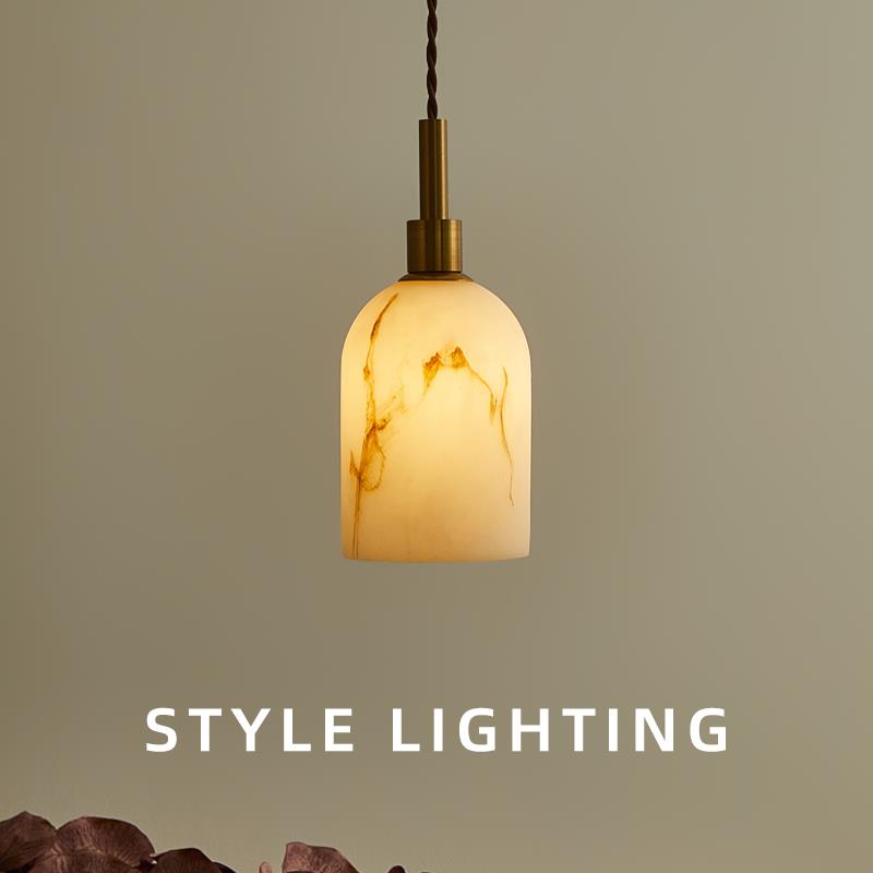 中古设计师彷云石小吊灯长线卧室床头灯法式侘寂风吧台饭厅走廊灯