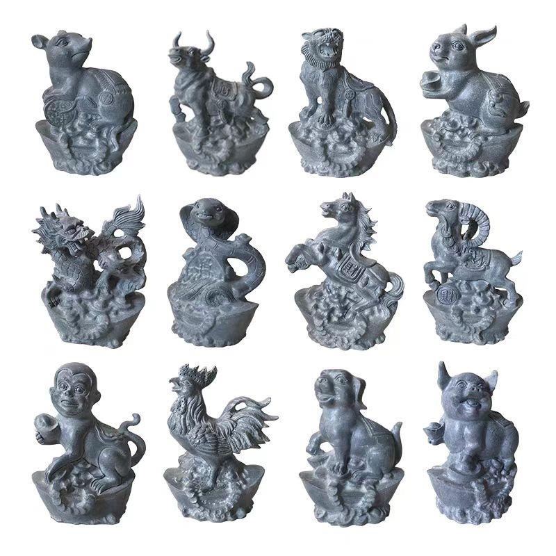 十二生肖摆件青石鼠牛虎兔龙蛇马羊猴鸡狗猪12生肖