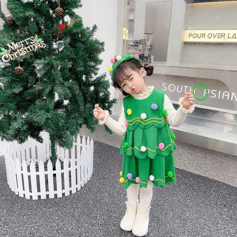 新圣诞树服装cosplay女童圣诞节衣服儿童万圣节服装宝宝主题元素