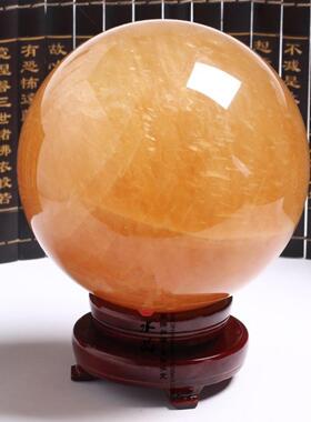 天然黄水晶球饰品黄色水晶球客厅入口卧室厨房装饰饰品毛石抛光