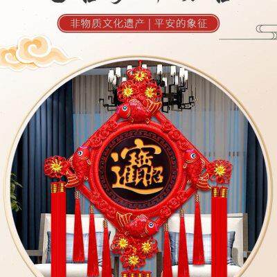 年货纯手工中国结客厅电视柜福字挂件春节桃木中国结玄关对联装m