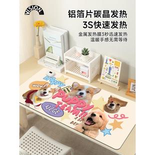 可爱猫咪加热鼠标垫超大发热暖桌垫办公室垫子桌面电脑键盘电热板