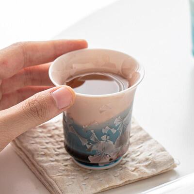 结晶釉主人杯窑变陶瓷茶杯粉蓝色单个装品茶功夫茶具文艺复古杯子