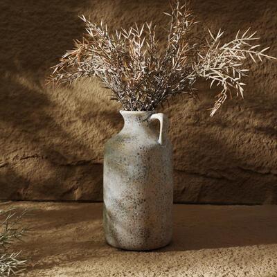 侘寂风陶制花瓶 复古铁锈黄花插 民宿风花瓶摆设室内客厅玄关花插