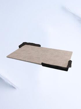 简约长方形托盘摆件家用木质皮革金属收纳盘样板间售楼部展厅饰品