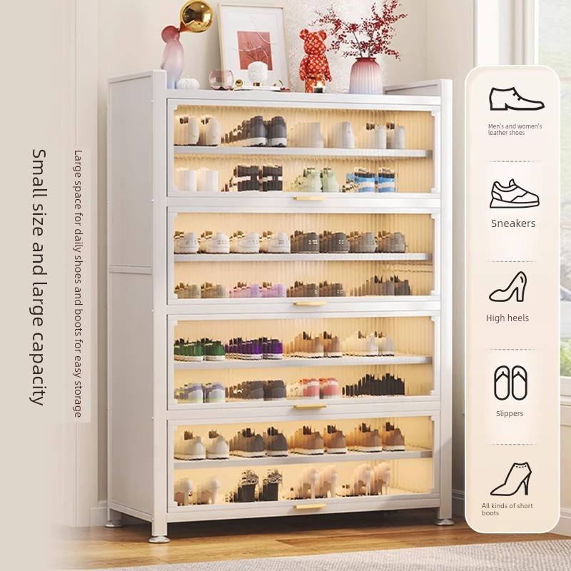 钢鞋柜防尘入口分层隔板大容量多层储物鞋柜加厚碳钢翻门鞋柜