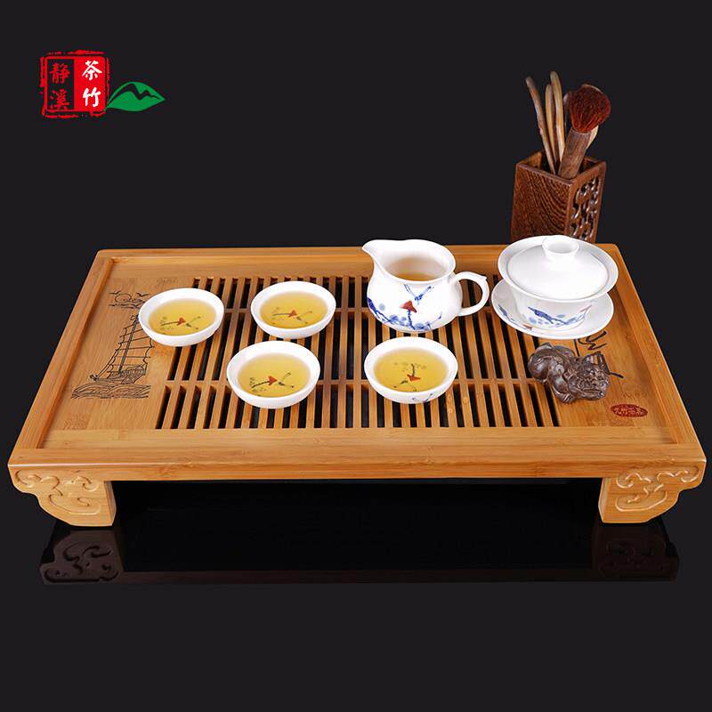 竹制茶盘 抽屉式排水蓄水茶海大号功夫茶具托盘 小号茶台实木茶具