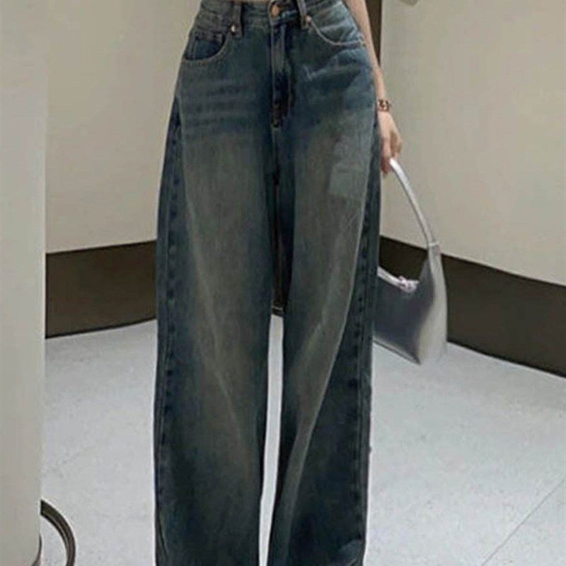 牛仔裤女美式复古蓝大码女装梨型身材微胖穿搭显瘦宽松直筒阔腿裤,女装/女士精品,大码裤装,淘宝优惠券,粉丝福利购,淘宝优惠卷