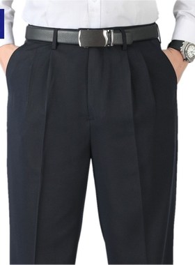 中老年男裤中山装裤子老年人西裤加绒加厚裤子中山裤黑色藏蓝灰色