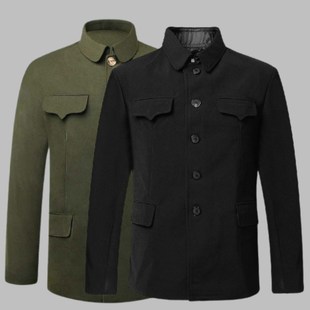 男中老年人爸爸装 军便装 中山服装 爷爷老人上衣服老式 秋冬装 中山装