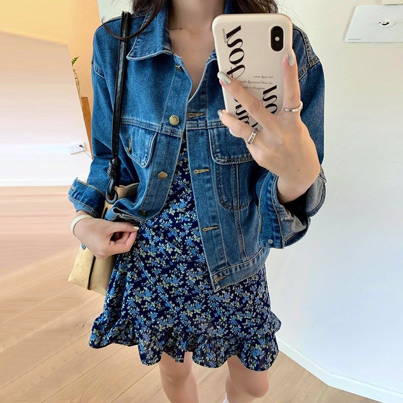 港风复古短款牛仔外套女2024春秋新款宽松百搭设计感小众夹克上衣,女装/女士精品,短外套,淘宝优惠券,粉丝福利购,淘宝优惠卷