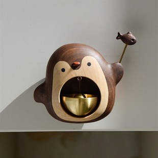 实木纯铜风铃挂饰进门提醒创意可爱乔迁情人节礼物门挂铃铛