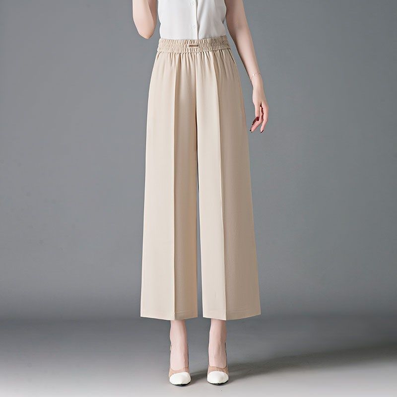 中年妈妈阔腿裤女2025年夏季新款松紧高腰宽松小个子百搭九分裤子,女装/女士精品,大码裤装,淘宝优惠券,粉丝福利购,淘宝优惠卷
