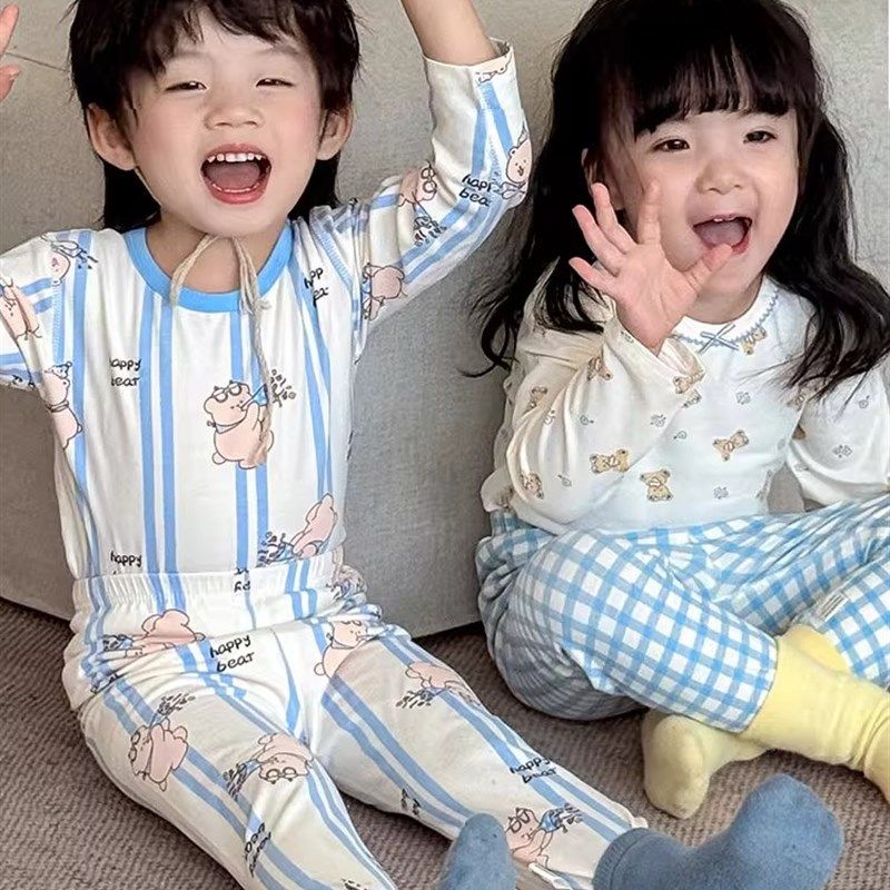 儿童睡衣纯棉男孩女孩2025新款秋冬家居服男女童秋衣秋裤内衣套装