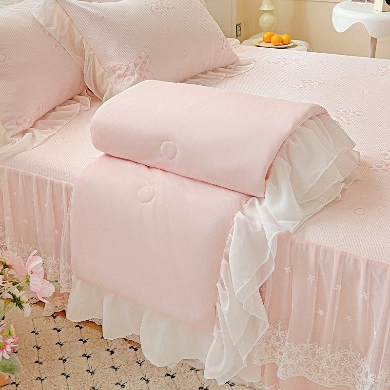 夏季床裙款凉席三件套冰丝席可机洗软席冰豆豆席子四件套2025新款,床上用品,冰丝席,淘宝优惠券,粉丝福利购,淘宝优惠卷