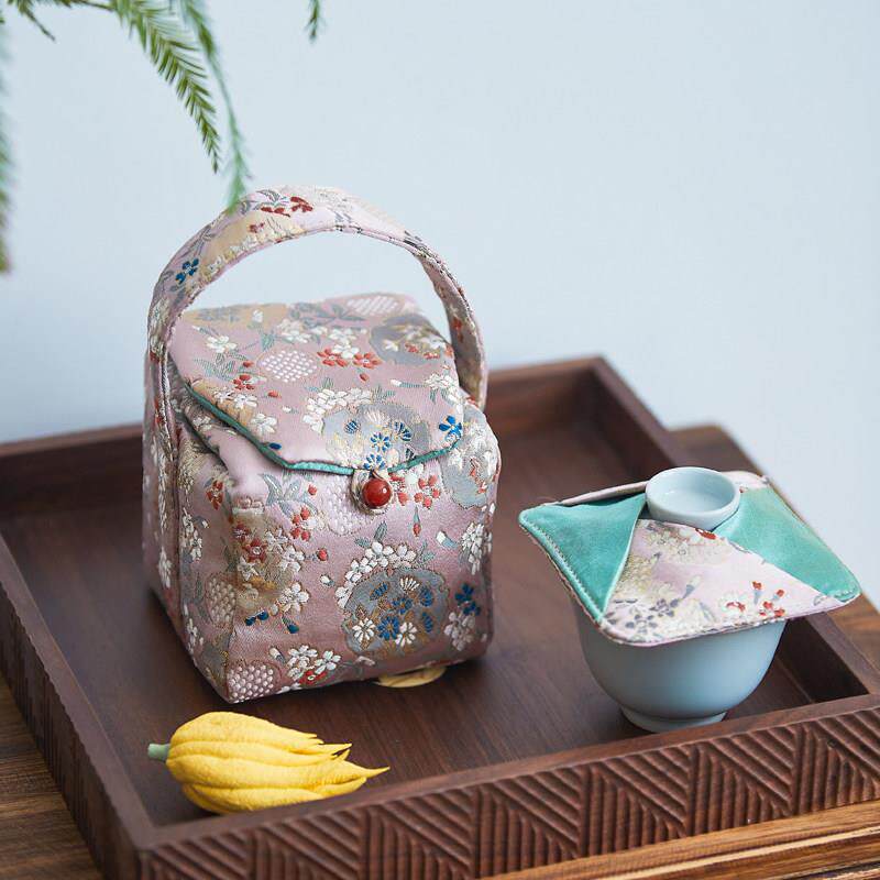 梵悦 加厚棉麻功夫茶具盖碗收纳包小布包快客杯旅行茶具包布袋
