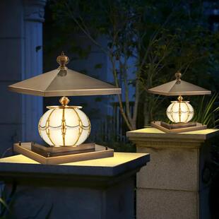 太阳能柱头灯户外别墅围墙柱子墙头灯接电两用中式庭院大门柱子灯