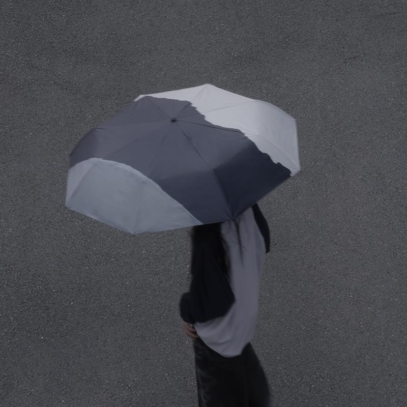 高级感撞色雨伞女晴雨两用遮阳伞防晒抗UV黑胶折叠遮阳伞简约