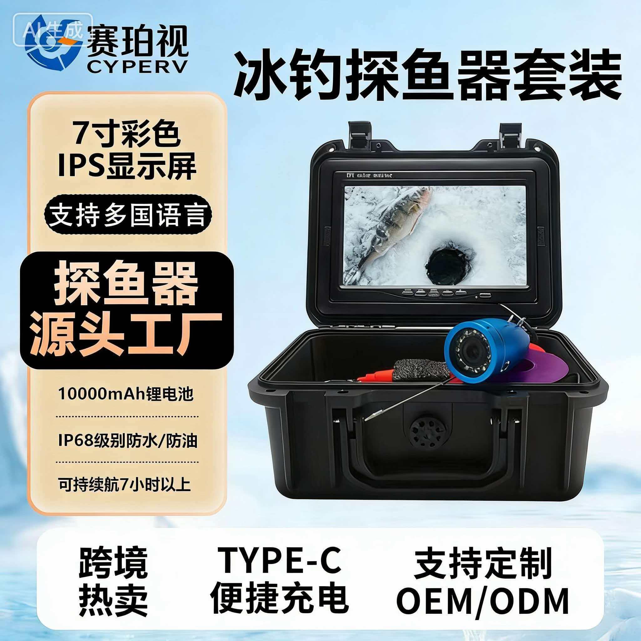 赛珀视2025新款水下高清探鱼器可视锚鱼水底看鱼器摄像监视器钓鱼
