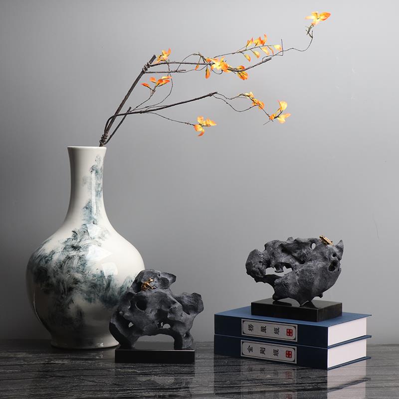 新中式创意青蛙蝈蝈假山招财摆件家居客厅玄关电视柜现代软装饰品