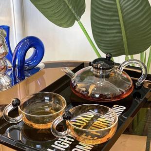 茶壶泡茶家用全玻璃耐热套装 福鼠壶焖煮过滤茶水分离 中式 新款